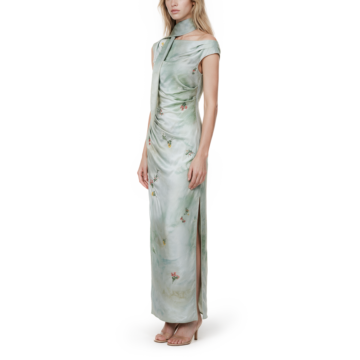 Green embroidered dress