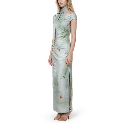 Green embroidered dress