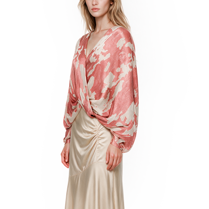 Deep red-braised floral skirt
