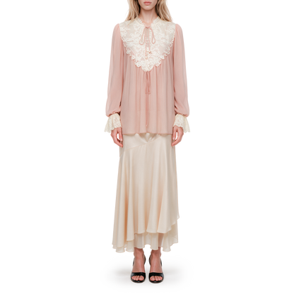 Pink and Off-White Lace Top
