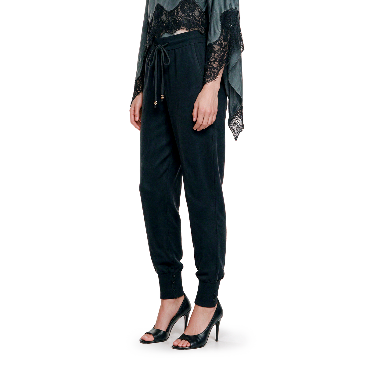 Tight-fitting woolen trousers