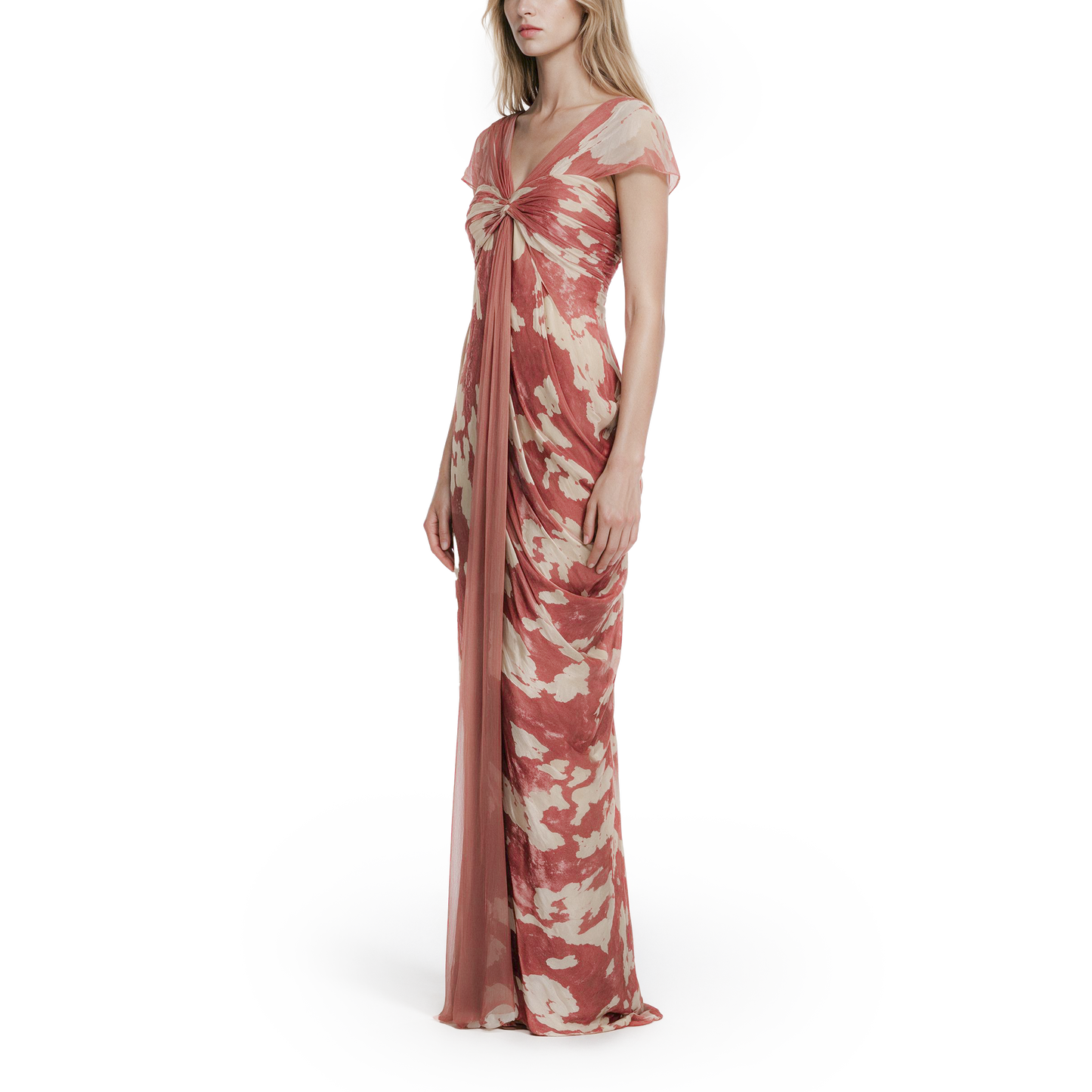 Deep red-baked flower dress