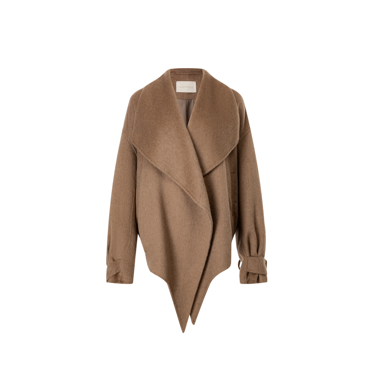 Double-sided tweed coat with a large lapel