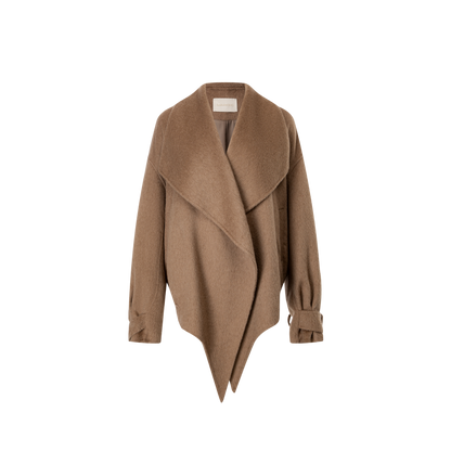 Double-sided tweed coat with a large lapel