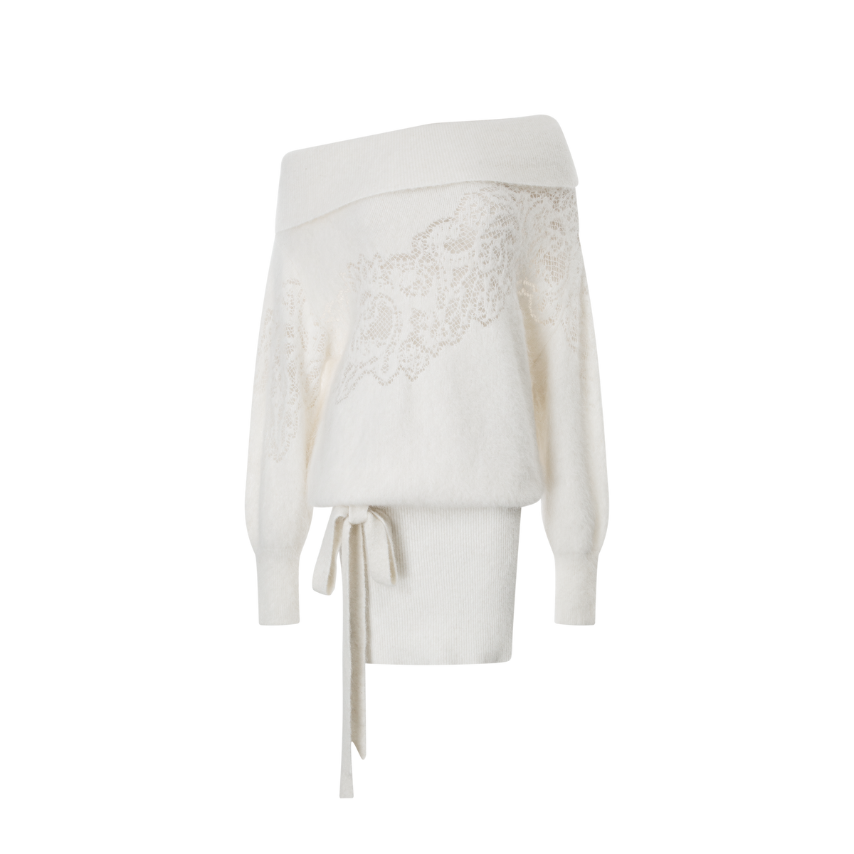 A white hollowed-out sweater