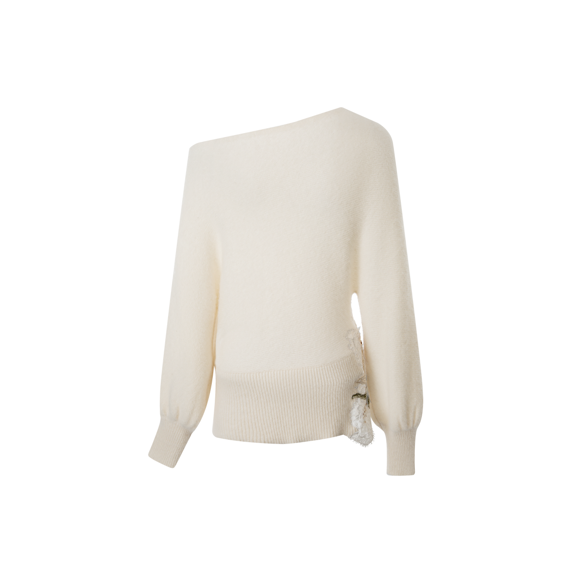 A beige embroidered woolen top