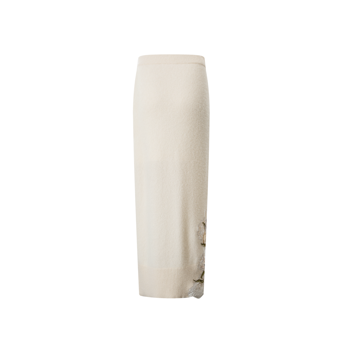 A beige embroidered woolen skirt