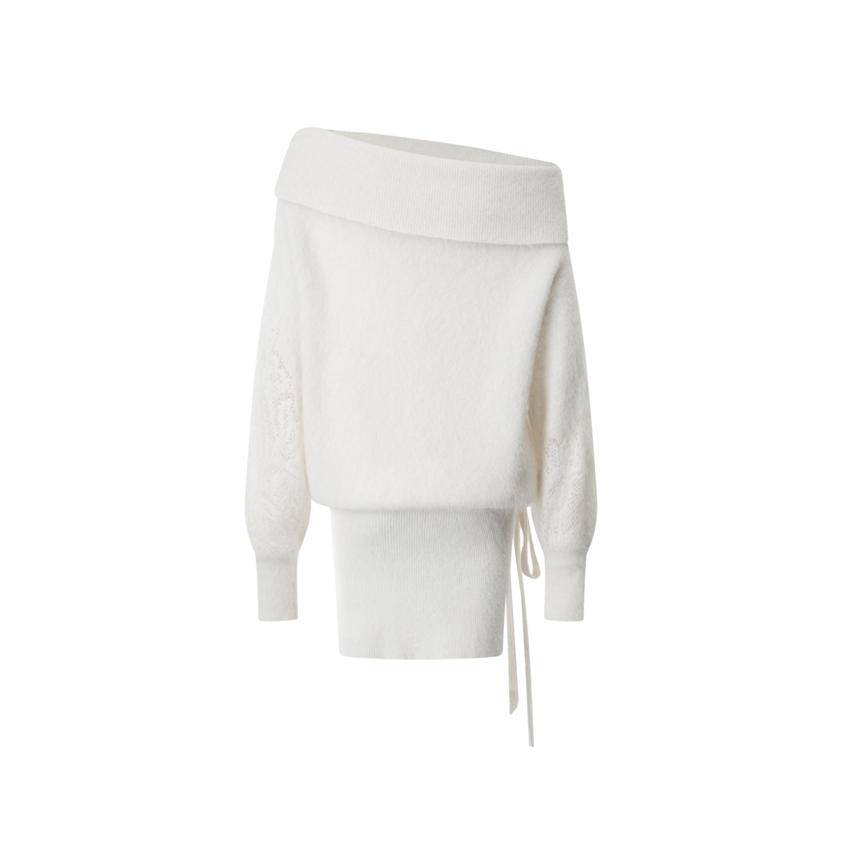 A white hollowed-out sweater