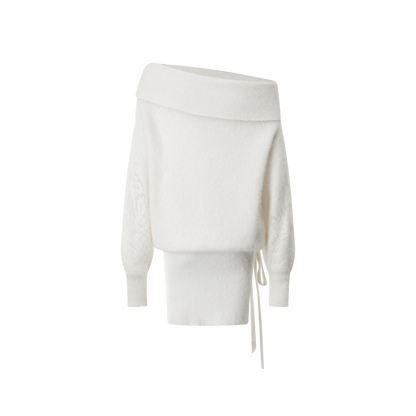 A white hollowed-out sweater