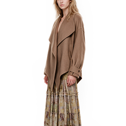 Double-sided tweed coat with a large lapel
