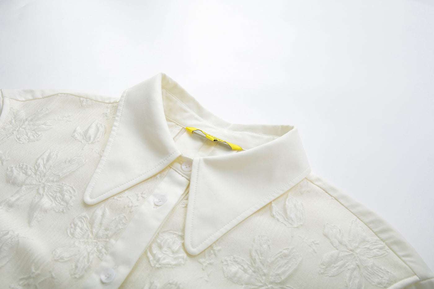 White jacquard paneled shirt